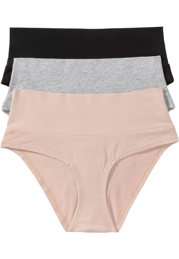 bonprix - "Figi ciążowe ""panty"" (3 szt.), bawełna organiczna". Kolekcja: moda ciążowa. Kolor: czarny. Materiał: bawełna