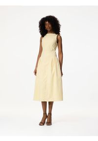 Reserved - Sukienka midi z bawełną - jasnożółty. Kolor: żółty. Materiał: bawełna. Długość: midi #1