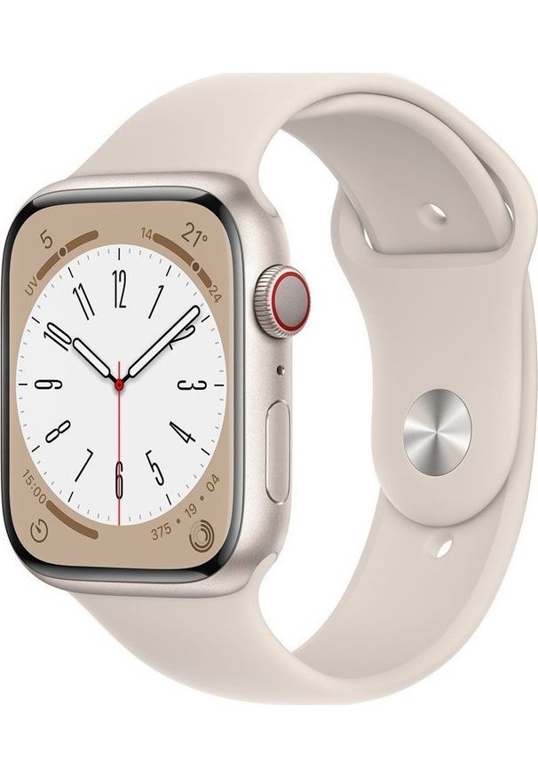APPLE - Smartwatch Apple Watch 8 GPS + Cellular 45mm Starlight Alu Sport Beżowy (MNK73WB/A). Rodzaj zegarka: smartwatch. Kolor: beżowy. Styl: sportowy