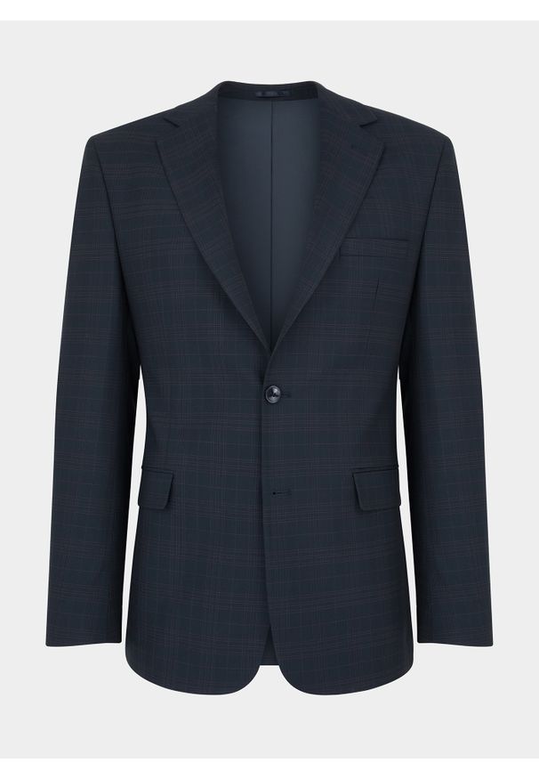 Pako Lorente - Granatowa marynarka garniturowa P22WF-3G-041-G-S. Kolor: niebieski. Materiał: tkanina. Wzór: kratka