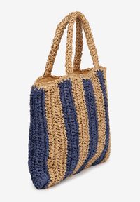 Renee - Granatowa Plażowa Torebka Shopperka Ozdobiona Napisem Navale. Kolor: niebieski. Wzór: napisy, aplikacja. Sezon: lato. Styl: elegancki, casual #3