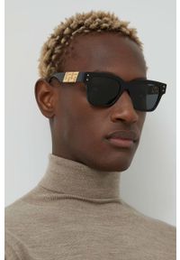 VERSACE - Versace okulary przeciwsłoneczne męskie kolor czarny. Kształt: prostokątne. Kolor: czarny #1