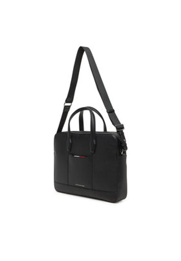 TOMMY HILFIGER - Tommy Hilfiger Torba na laptopa Th Central Slim Computer Bag AM0AM13484 Czarny. Kolor: czarny. Materiał: skóra