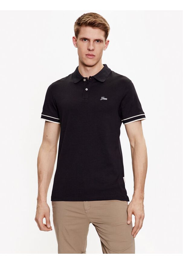 Guess Polo Oliver M3GP66 KBL51 Czarny Slim Fit. Typ kołnierza: polo. Kolor: czarny. Materiał: bawełna