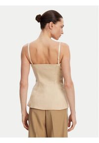 Guess Top W5GH0L WH5L2 Beżowy Regular Fit. Kolor: beżowy. Materiał: len #5