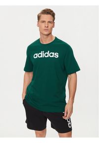 Adidas - adidas T-Shirt Essentials Single Jersey Linear Embroidered Logo T-Shirt IJ8658 Zielony Regular Fit. Kolor: zielony. Materiał: bawełna #1