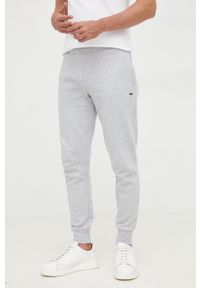 Lacoste spodnie dresowe męskie kolor szary gładkie XH9624-132. Kolor: szary. Materiał: dresówka. Wzór: gładki