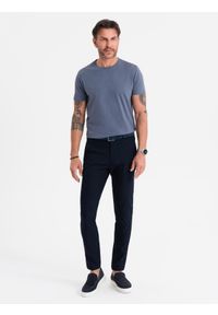 Ombre Clothing - T-shirt męski klasyczny bawełniany BASIC - niebieski denim V7 OM-TSBS-0236 - XXL. Okazja: na co dzień. Kolor: niebieski. Materiał: denim, bawełna. Styl: klasyczny #3