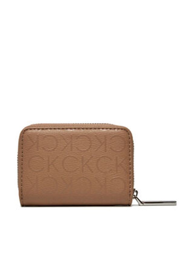 Calvin Klein Mały Portfel Damski K60K612188 Brązowy. Kolor: brązowy. Materiał: skóra