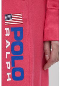Polo Ralph Lauren spodnie 211806442014 damskie kolor różowy z nadrukiem. Kolor: różowy. Wzór: nadruk #2