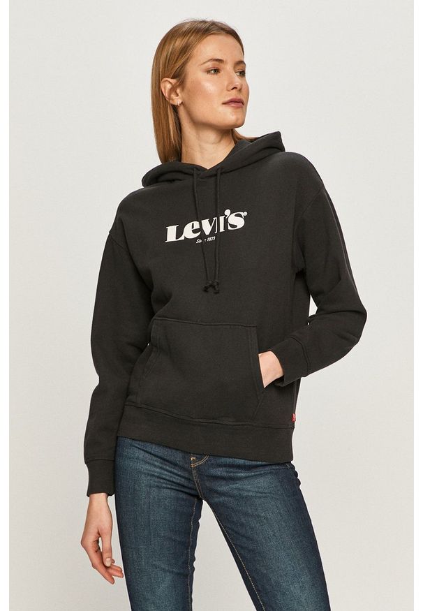 Levi's® - Levi's - Bluza bawełniana. Okazja: na spotkanie biznesowe. Kolor: czarny. Materiał: bawełna. Długość rękawa: długi rękaw. Długość: długie. Wzór: nadruk. Styl: biznesowy