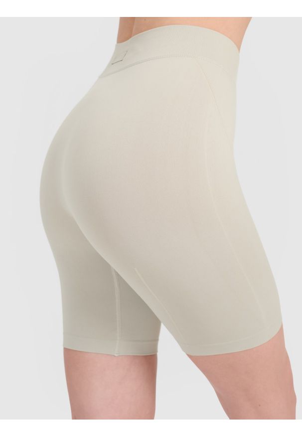 4f - 4F Legginsy kolarki bezszwowe treningowe damskie - beżowe M/L. Kolor: beżowy