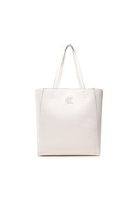 Calvin Klein Torebka Minimal Monogram Shopper32 K60K609292 Biały. Kolor: biały. Materiał: skórzane