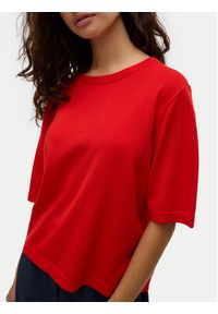 Vero Moda Sweter Silje 10320460 Czerwony Oversize. Kolor: czerwony. Materiał: wiskoza