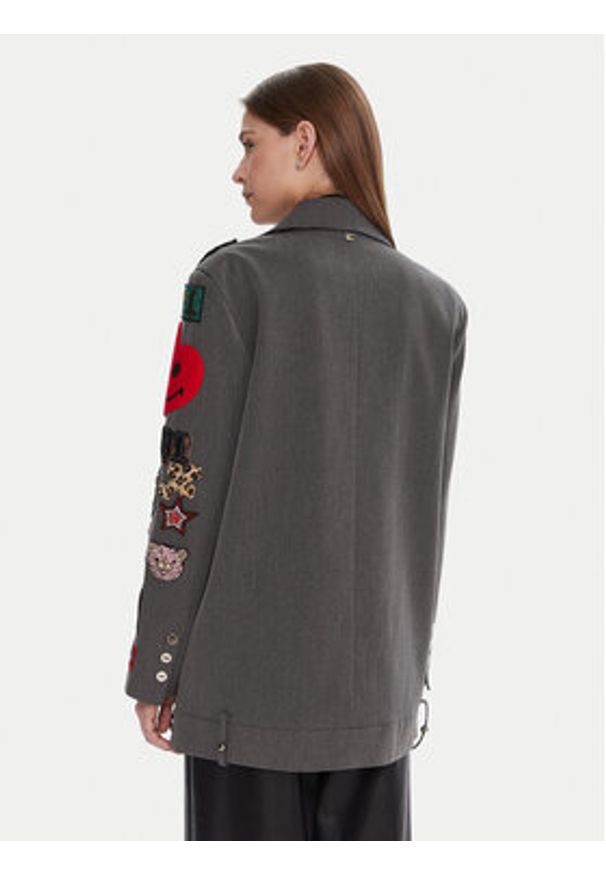 LOLA CASADEMUNT Marynarka LF2502015 Szary Oversize. Kolor: szary. Materiał: syntetyk