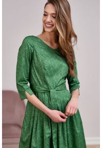 Marie Zélie - Sukienka Elina Idella zielona. Kolor: zielony. Materiał: bawełna, satyna, materiał. Długość rękawa: krótki rękaw. Typ sukienki: rozkloszowane. Styl: klasyczny #5