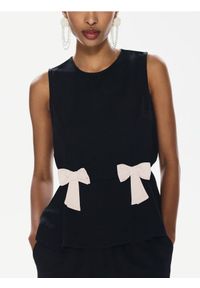 Reserved - Bluzka z kokardkami - czarny. Typ kołnierza: kokarda. Kolor: czarny. Materiał: tkanina, wiskoza #1