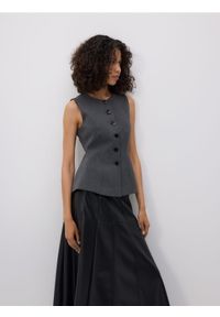 Reserved - Kamizelka z wiskozą - ciemnoszary. Kolor: szary. Materiał: wiskoza #1