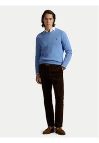 Polo Ralph Lauren Sweter 710810846038 Błękitny Regular Fit. Typ kołnierza: polo. Kolor: niebieski. Materiał: bawełna #3