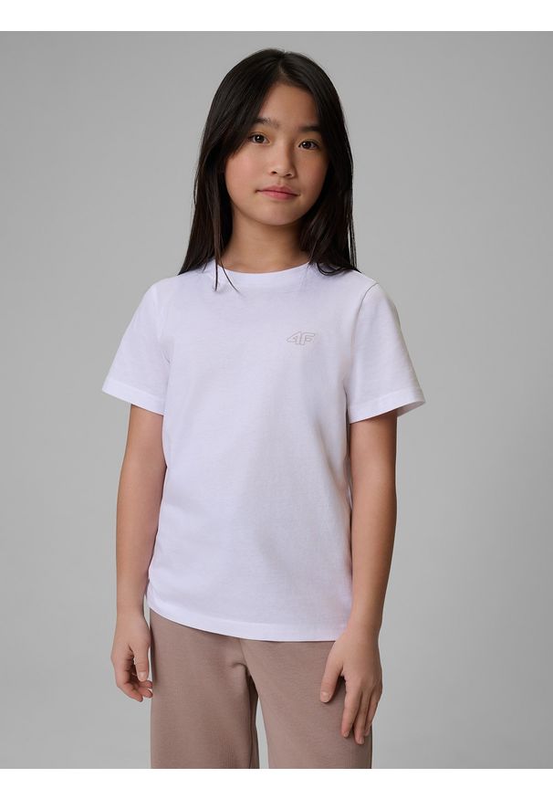 4f - 4F T-shirt regular gładki dziewczęcy (2-pack) - multikolor 134/140 (8-10 lat). Okazja: na co dzień, na uczelnię. Kolor: wielokolorowy. Materiał: bawełna, materiał. Wzór: gładki. Sezon: lato. Styl: casual, klasyczny