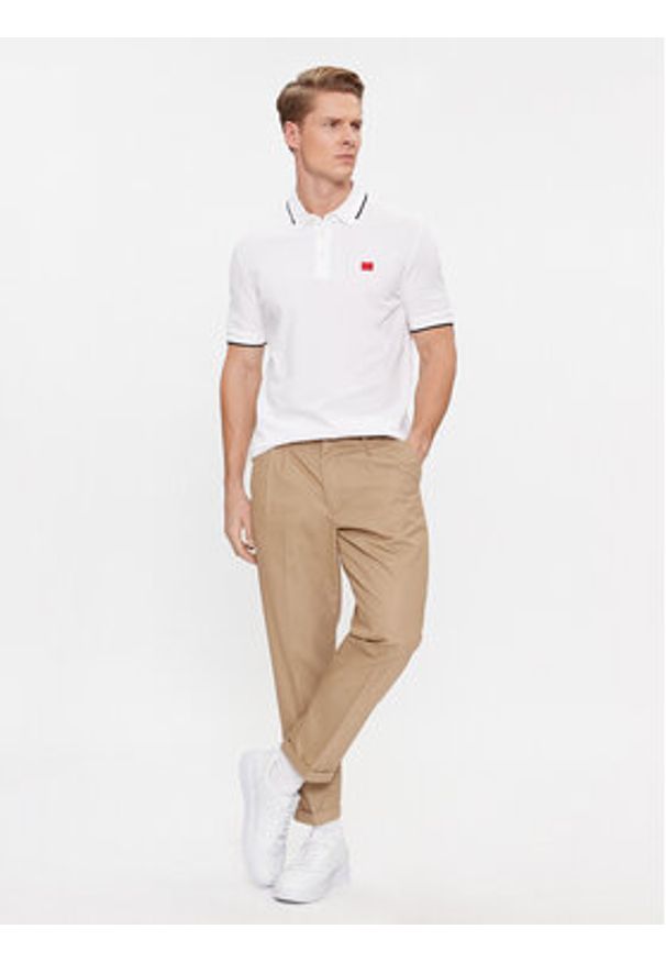Hugo Polo Deresino232 50490775 Biały Slim Fit. Typ kołnierza: polo. Kolor: biały. Materiał: bawełna