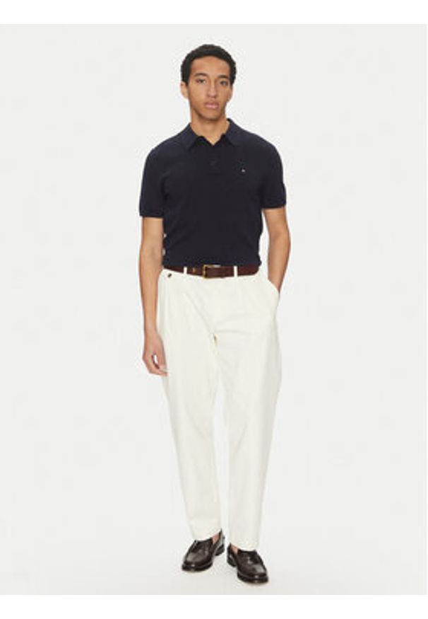 TOMMY HILFIGER - Tommy Hilfiger Polo Essential MW0MW37396 Granatowy Regular Fit. Typ kołnierza: polo. Kolor: niebieski. Materiał: bawełna