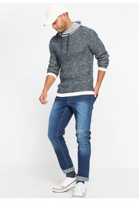 bonprix - Sweter z szalowym kołnierzem i kontrastowymi elementami. Kolor: niebieski #3