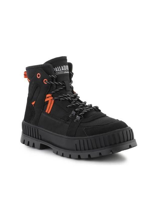 Buty do chodzenia męskie Palladium Pallashock Outcity Black 008. Wysokość cholewki: za kostkę. Zapięcie: sznurówki. Kolor: czarny. Materiał: guma, skóra, tkanina. Szerokość cholewki: normalna. Sport: turystyka piesza