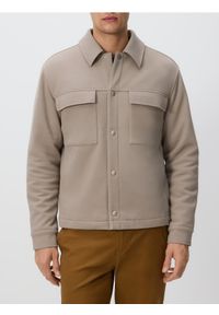 Reserved - Kurtka koszulowa z kołnierzem - jasnoszary. Kolor: szary. Materiał: dzianina. Wzór: gładki #1