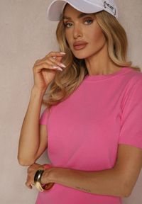 Renee - Różowy Sweter Ozdobiony Ściągaczami Sanallia. Okazja: na co dzień. Kolor: różowy. Materiał: jeans. Wzór: aplikacja. Styl: klasyczny, elegancki, casual #3