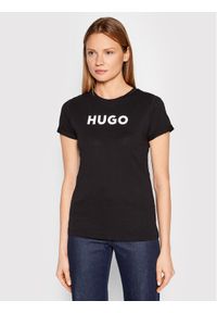 Hugo T-Shirt 50473813 Czarny Slim Fit. Kolor: czarny. Materiał: bawełna