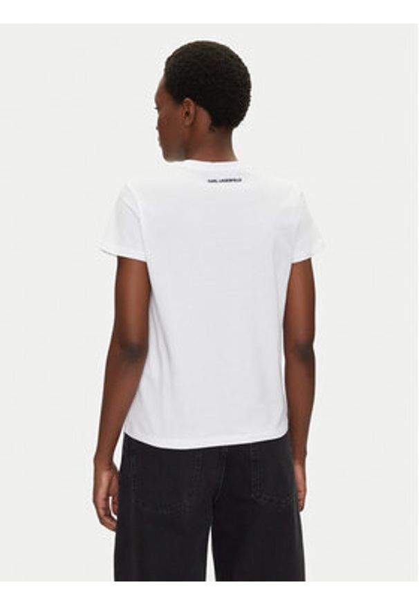 Karl Lagerfeld - KARL LAGERFELD T-Shirt A2W17120 Biały Regular Fit. Typ kołnierza: dekolt w karo. Kolor: biały. Materiał: bawełna