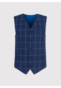 Pako Lorente - PAKO LORENTE – Granatowa kamizelka w jasną kratę. Okazja: na ślub cywilny, na wesele. Kolor: niebieski #4