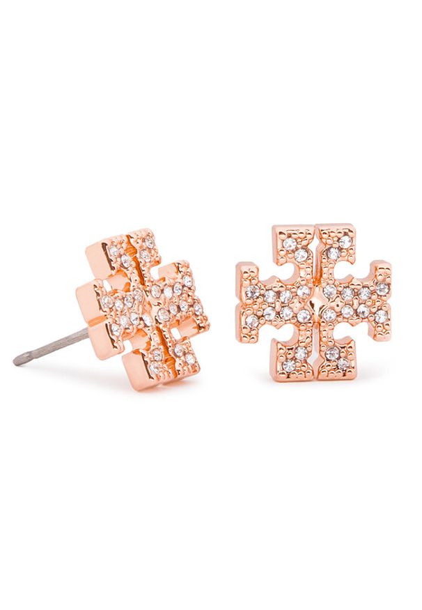 Tory Burch Kolczyki Crystal Logo Stud Earring 53423 Różowy. Kolor: różowy