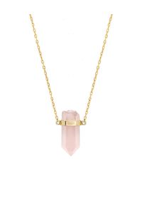 IZABELLA BUDRYN - Złoty naszyjnik z różowym kwarcem Rose Quartz. Materiał: złote. Kolor: różowy, wielokolorowy, fioletowy. Kamień szlachetny: kwarc #1
