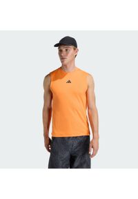 Adidas - Koszulka Bez Rękawów D4T Power 3 Stripes. Kolor: pomarańczowy. Długość rękawa: bez rękawów. Styl: sportowy #1