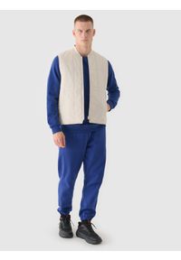 4f - 4F Bluza dresowa nierozpinana bez kaptura męska - granatowa XL. Okazja: na co dzień. Typ kołnierza: bez kaptura. Kolor: niebieski. Materiał: dresówka. Wzór: gładki, ze splotem. Styl: sportowy, casual