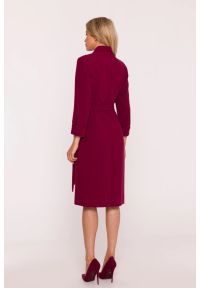 Stylove - Elegancka sukienka ołówkowa kopertowa z wiązaniem bordowa. Kolor: czerwony, beżowy, brązowy. Typ sukienki: ołówkowe, kopertowe. Styl: elegancki #3