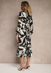 Renee - Czarna Sukienka z Bawełną i Abstrakcyjnym Wzorem Tersedi. Okazja: na co dzień. Kolor: czarny. Materiał: bawełna. Styl: klasyczny, elegancki, casual #5
