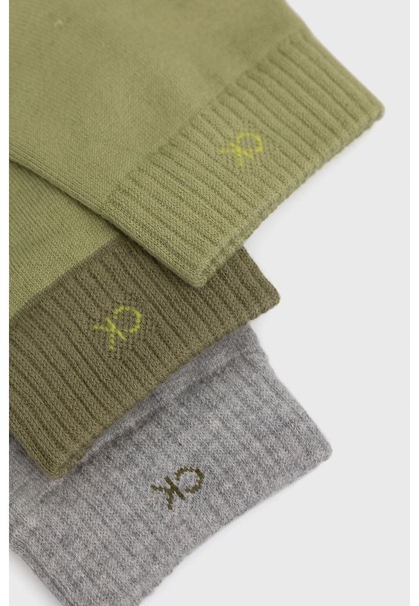 Calvin Klein skarpetki (3-pack) męskie kolor zielony. Kolor: zielony. Materiał: bawełna