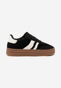 Renee - Czarne Sneakersy Typu Kultowe Tenisówki na Niskiej Platformie Tulafia. Kolor: czarny. Obcas: na platformie #5