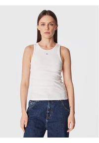 Tommy Jeans Top Essential DW0DW14875 Biały Regular Fit. Kolor: biały. Materiał: bawełna