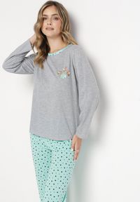 Born2be - Miętowy Komplet Piżamowy ze Spodniami i Longsleevem Gliceria. Kolor: miętowy. Materiał: dzianina #4
