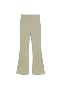 Legginsy damskie Puma Essentials z wysokim stanem, rozkloszowane, zielone, XL. Stan: podwyższony. Kolor: zielony