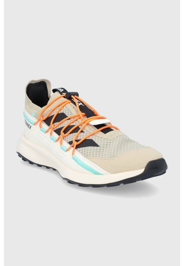 adidas TERREX Buty męskie kolor beżowy. Nosek buta: okrągły. Kolor: beżowy. Materiał: guma. Model: Adidas Terrex