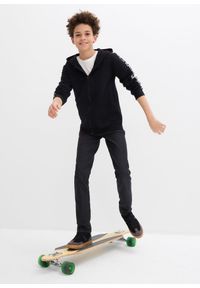 bonprix - Bluza rozpinana z kapturem z bawełny organicznej. Typ kołnierza: kaptur. Kolor: czarny. Materiał: bawełna. Wzór: napisy #2