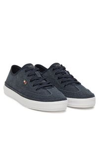 TOMMY HILFIGER - Tommy Hilfiger Sneakersy Washed Canvas Vulc Sneaker FW0FW08894 Granatowy. Kolor: niebieski. Materiał: materiał #2