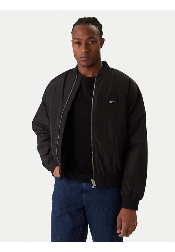 Karl Lagerfeld Jeans Kurtka bomber B1M15015 Czarny Regular Fit. Kolor: czarny. Materiał: syntetyk