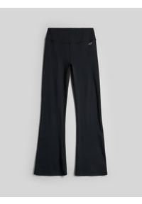 4f - 4F Legginsy dzianinowe z rozszerzanymi nogawkami damskie - czarne XL. Okazja: na co dzień. Stan: podwyższony. Kolor: czarny. Materiał: dzianina. Wzór: gładki. Styl: casual #1