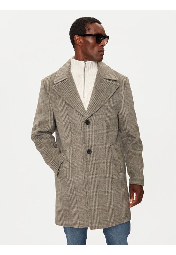 Guess Płaszcz wełniany M4BL14 WGGF0 Beżowy Regular Fit. Kolor: beżowy. Materiał: syntetyk